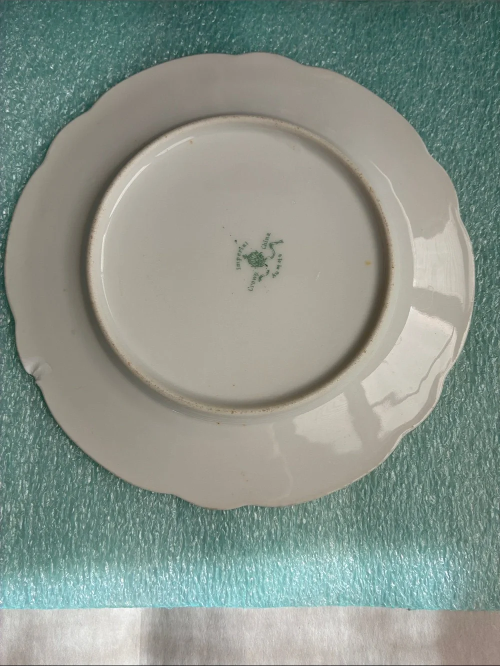 Antique Porcelain Flower Plate Daisy Roses Ribbons Applied Gold Pink Blue Green